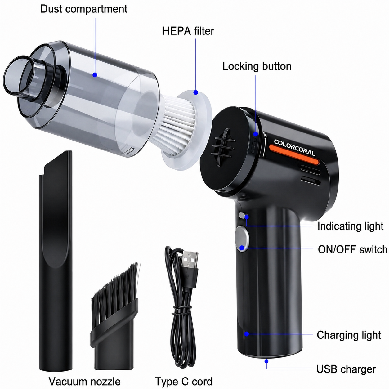 Mini Wireless Vacuum Cleaner Rechargeable